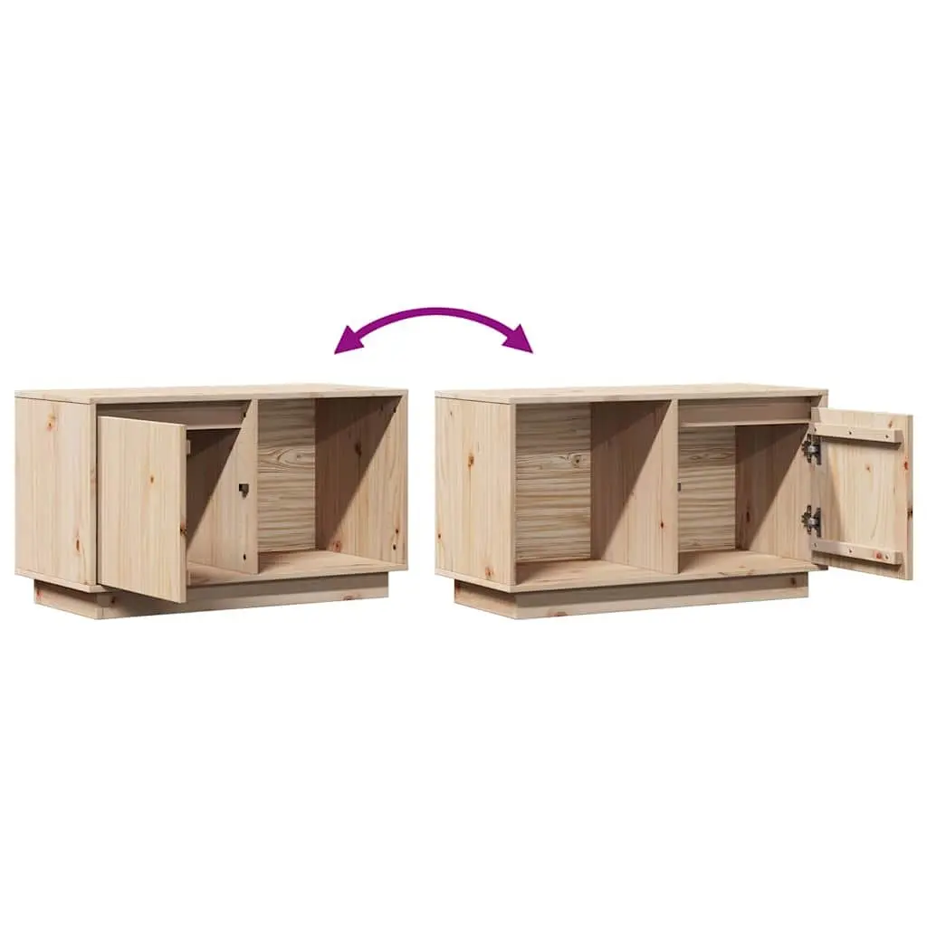 Solid Pine Wood TV Cabinet 74x35x44 cm Brown Storage Unit