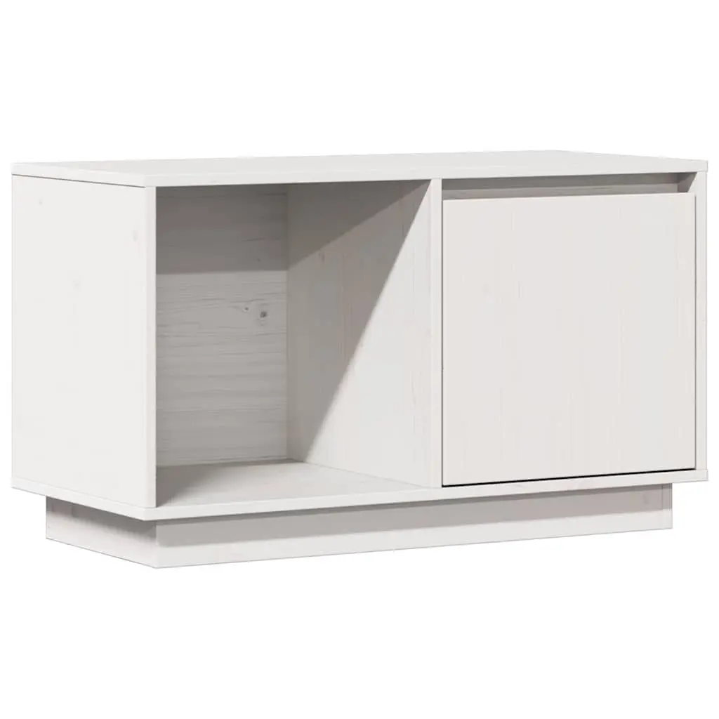 White TV Cabinet in Solid Pine Wood, 74x35x44 cm