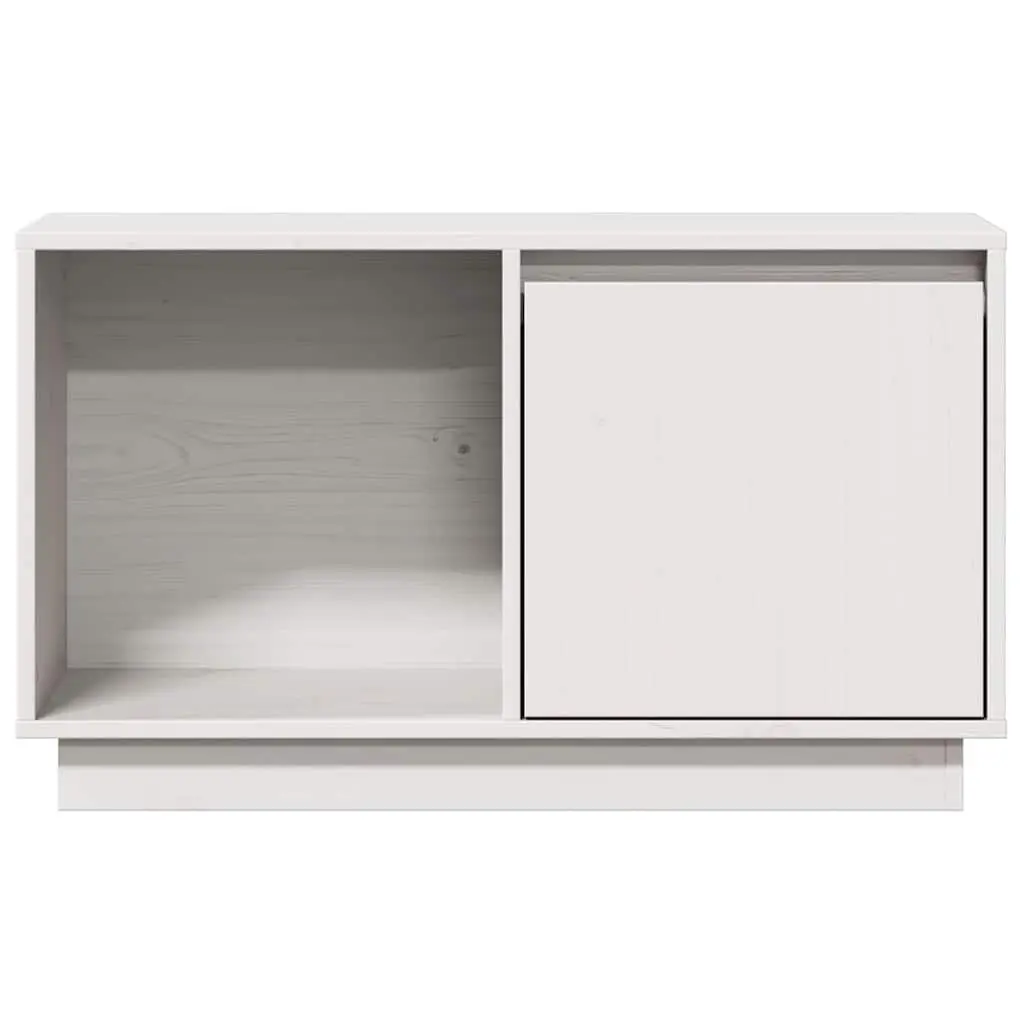 White TV Cabinet in Solid Pine Wood, 74x35x44 cm