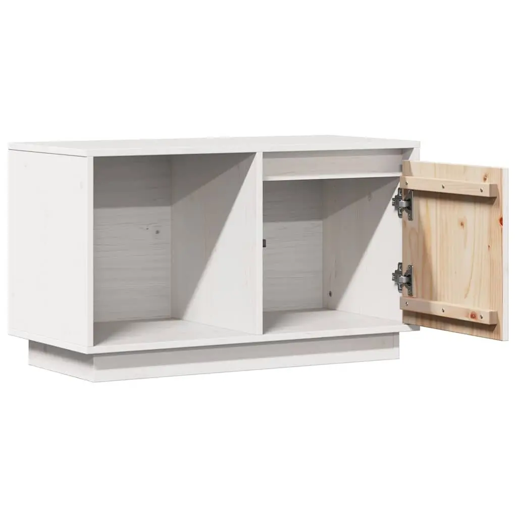White TV Cabinet in Solid Pine Wood, 74x35x44 cm