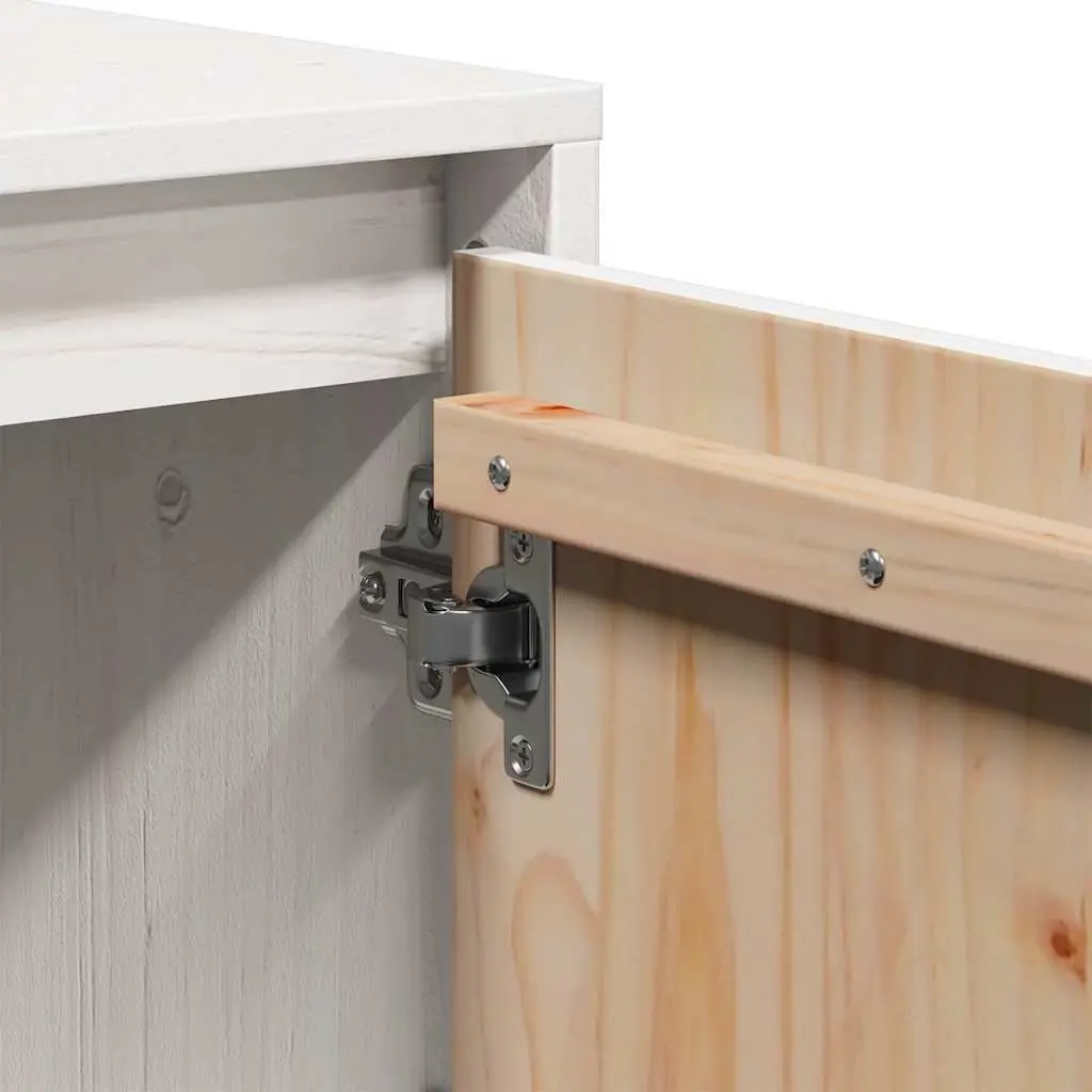 White TV Cabinet in Solid Pine Wood, 74x35x44 cm