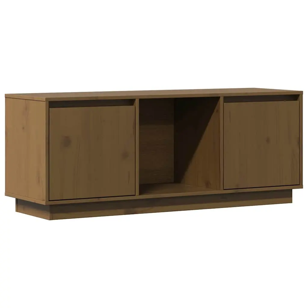 TV Cabinet Solid Pine Wood 110.5 x 35 x 44 cm Honey Brown Media Storage Unit Living Room Furniture