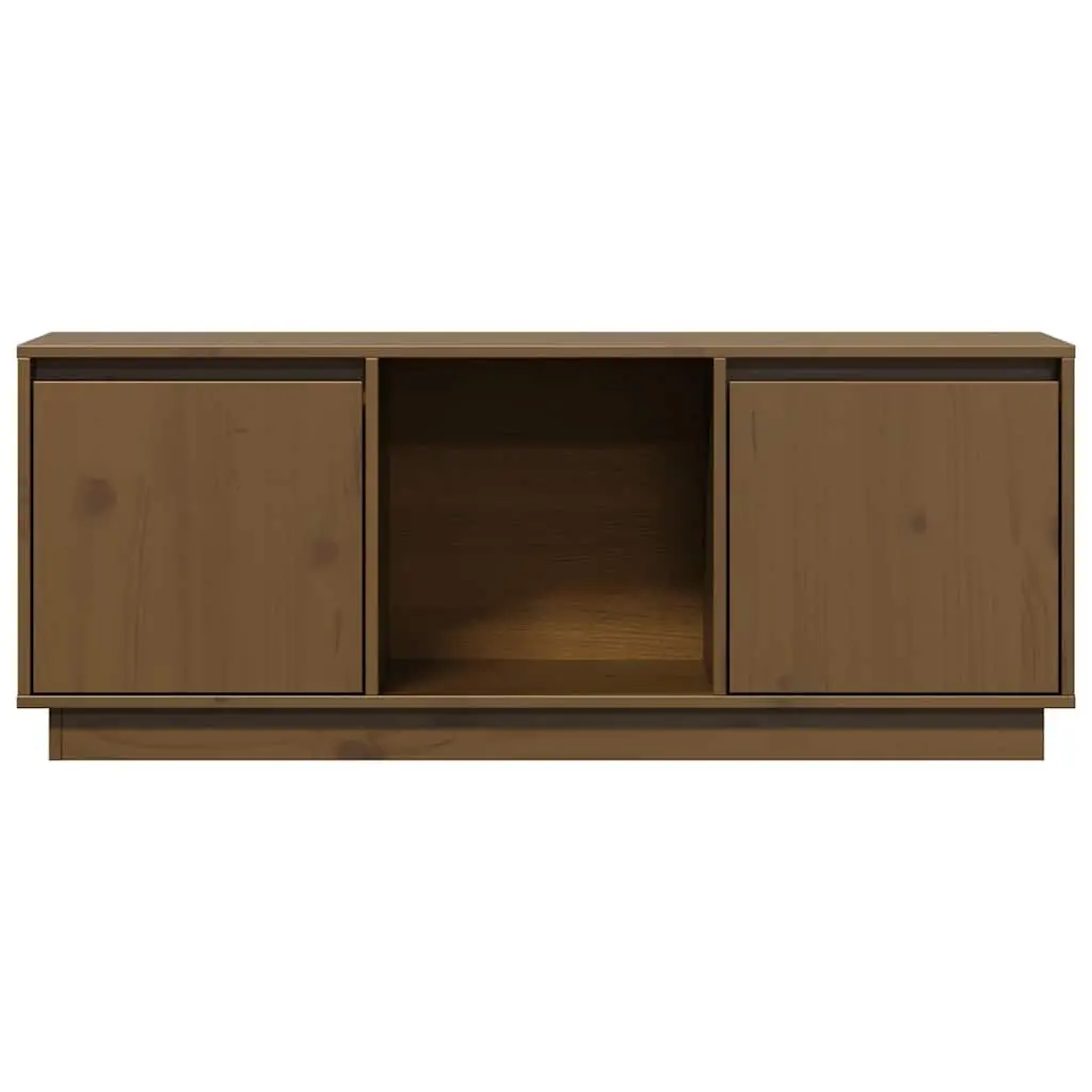 TV Cabinet Solid Pine Wood 110.5 x 35 x 44 cm Honey Brown Media Storage Unit Living Room Furniture