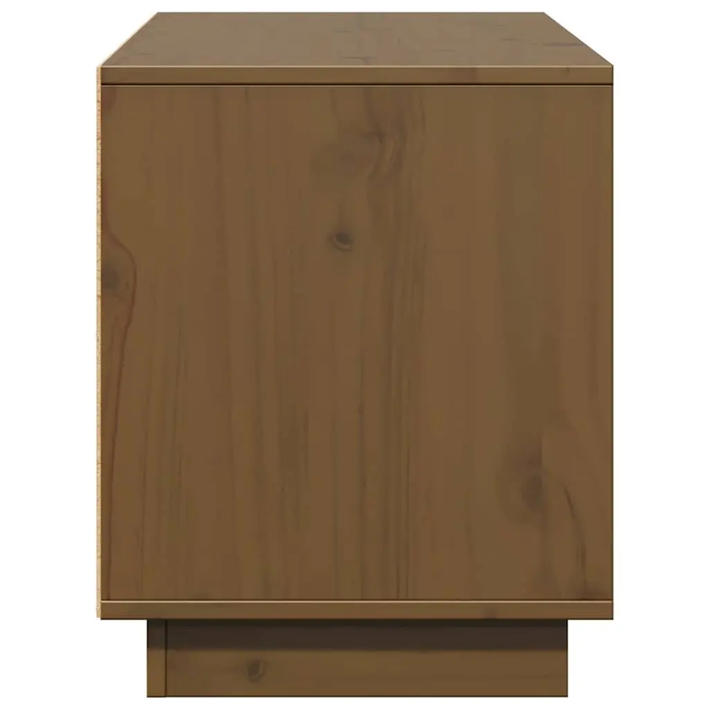 TV Cabinet Solid Pine Wood 110.5 x 35 x 44 cm Honey Brown Media Storage Unit Living Room Furniture