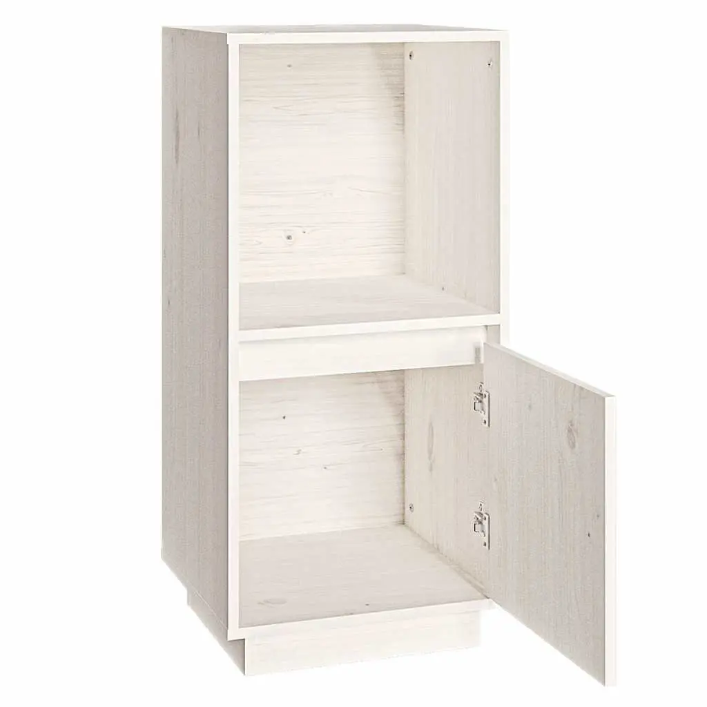 Solid Pine Wood Sideboard Cabinet in White Finish