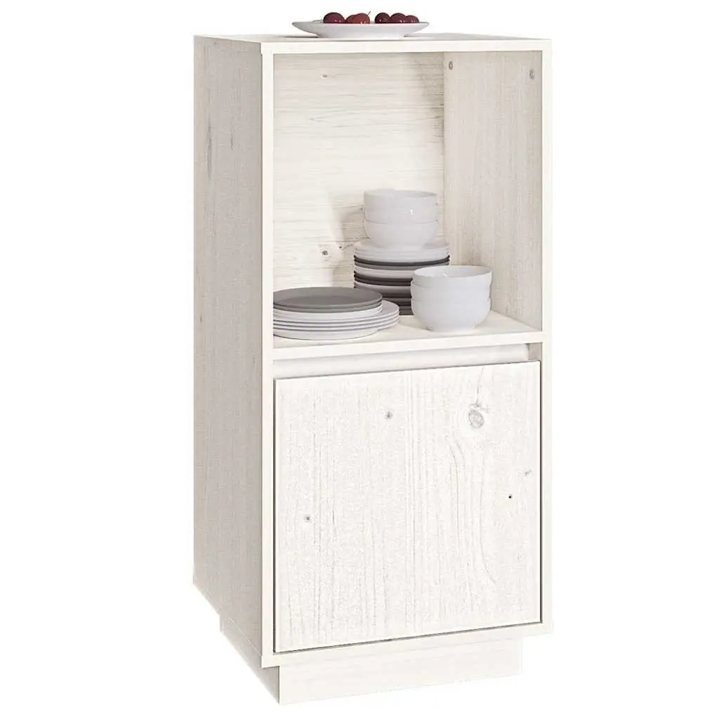 Solid Pine Wood Sideboard Cabinet in White Finish