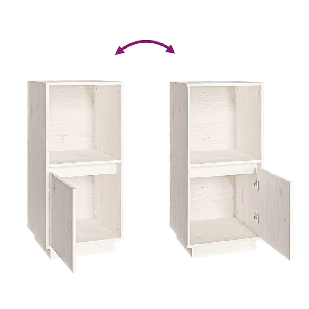 Solid Pine Wood Sideboard Cabinet in White Finish