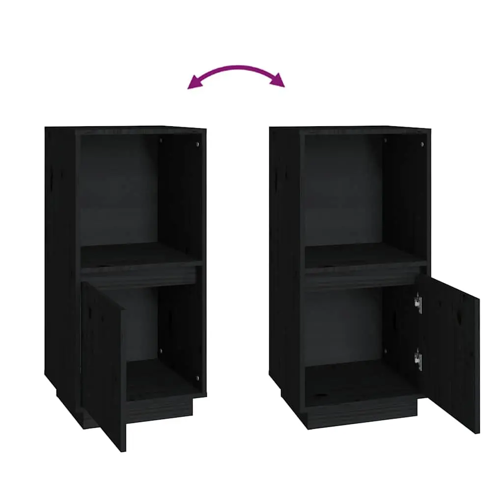 Black Sideboard Cabinet in Solid Pine Wood