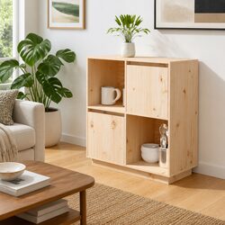 Stylish Solid Wood Pine Sideboard 74x35x80cm