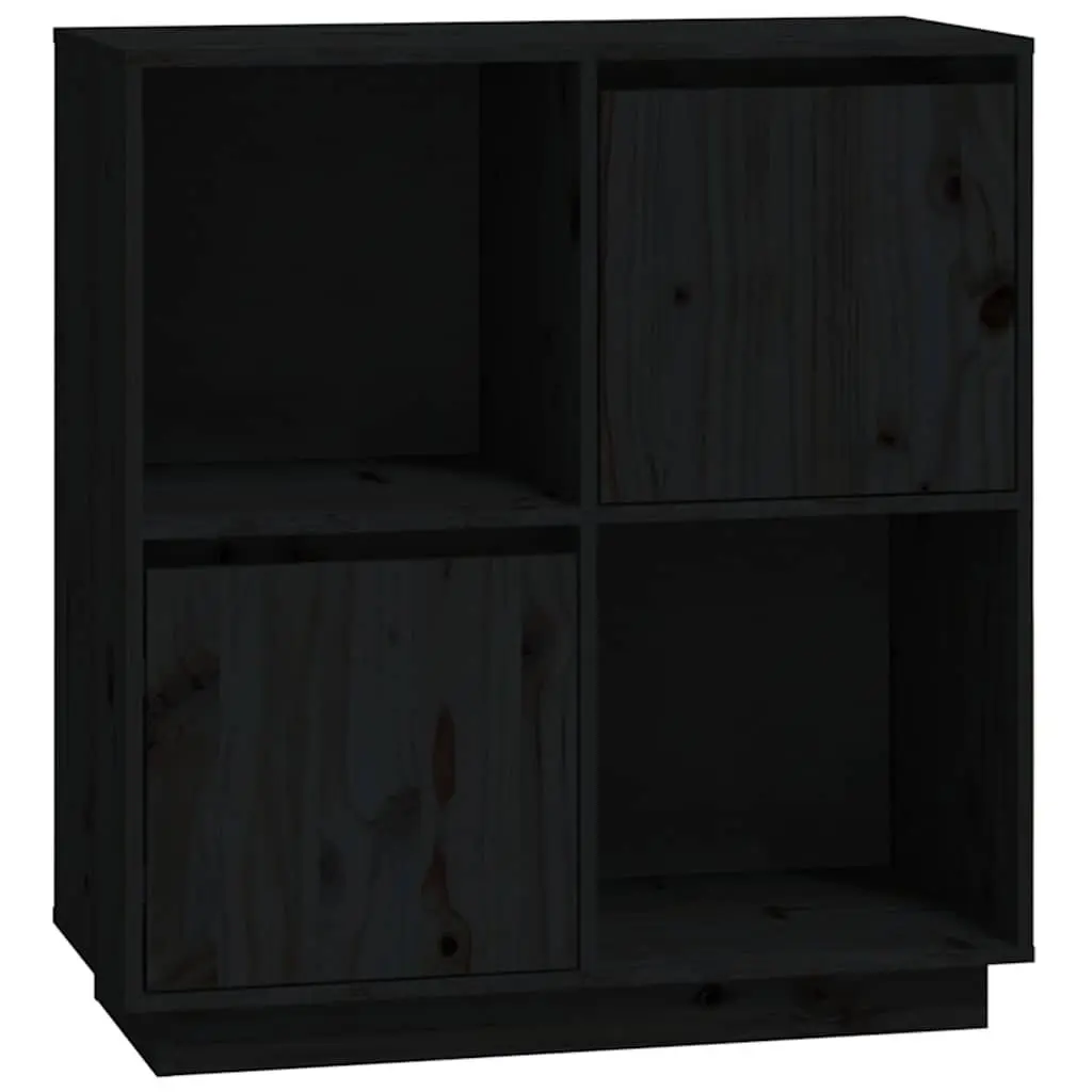 Sideboard Black 74x35x80 cm Storage Cabinet Solid Wood Pine 2 Doors Compartments