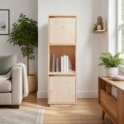 Solid Wood Pine Highboard Cabinet for Storage 38x35x117cm