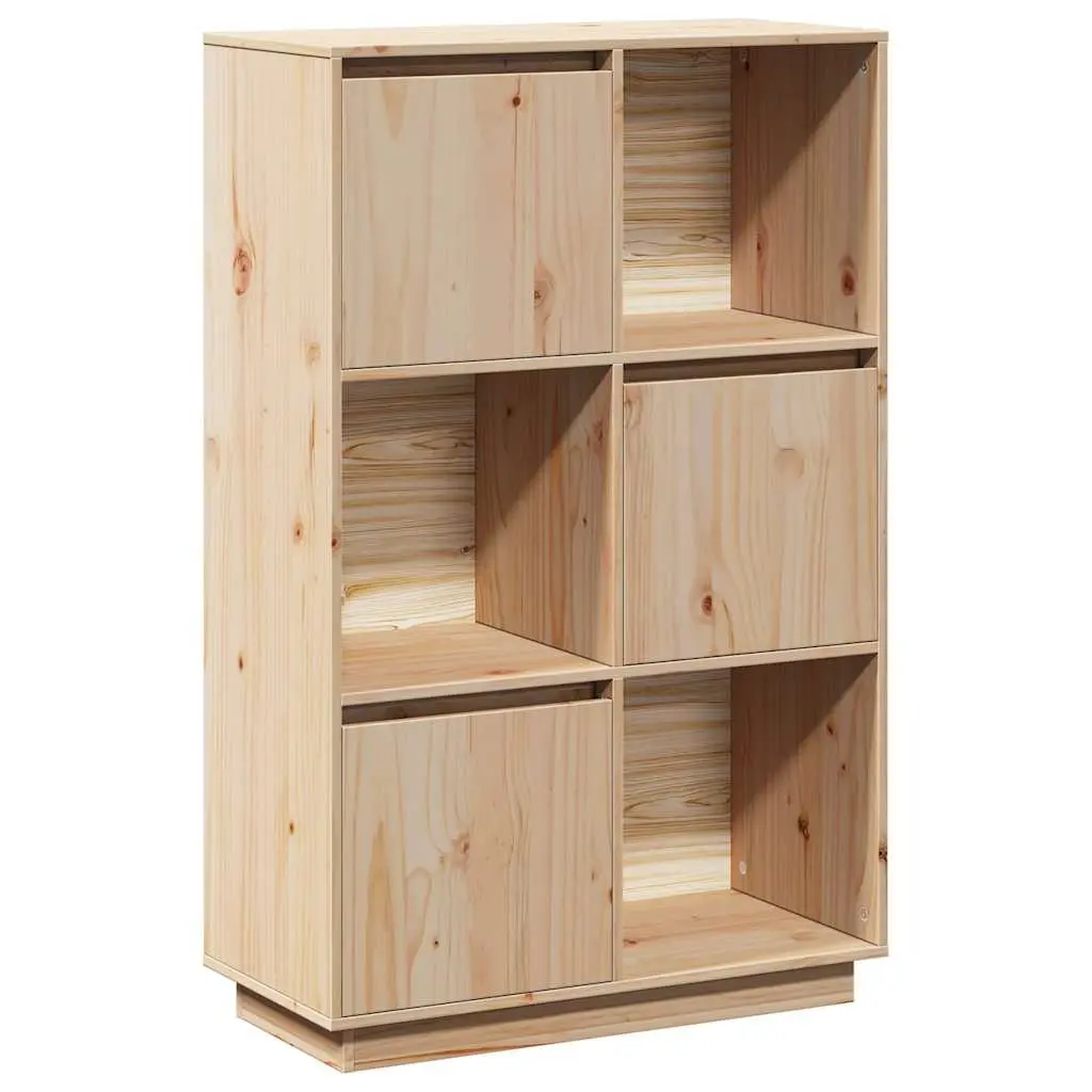 Solid Pine Wooden Highboard Storage Cabinet in Brown