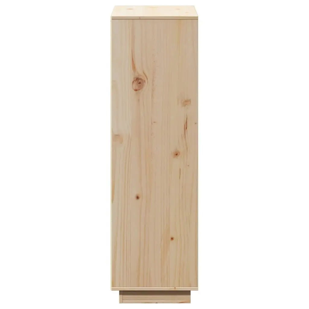 Solid Pine Wooden Highboard Storage Cabinet in Brown