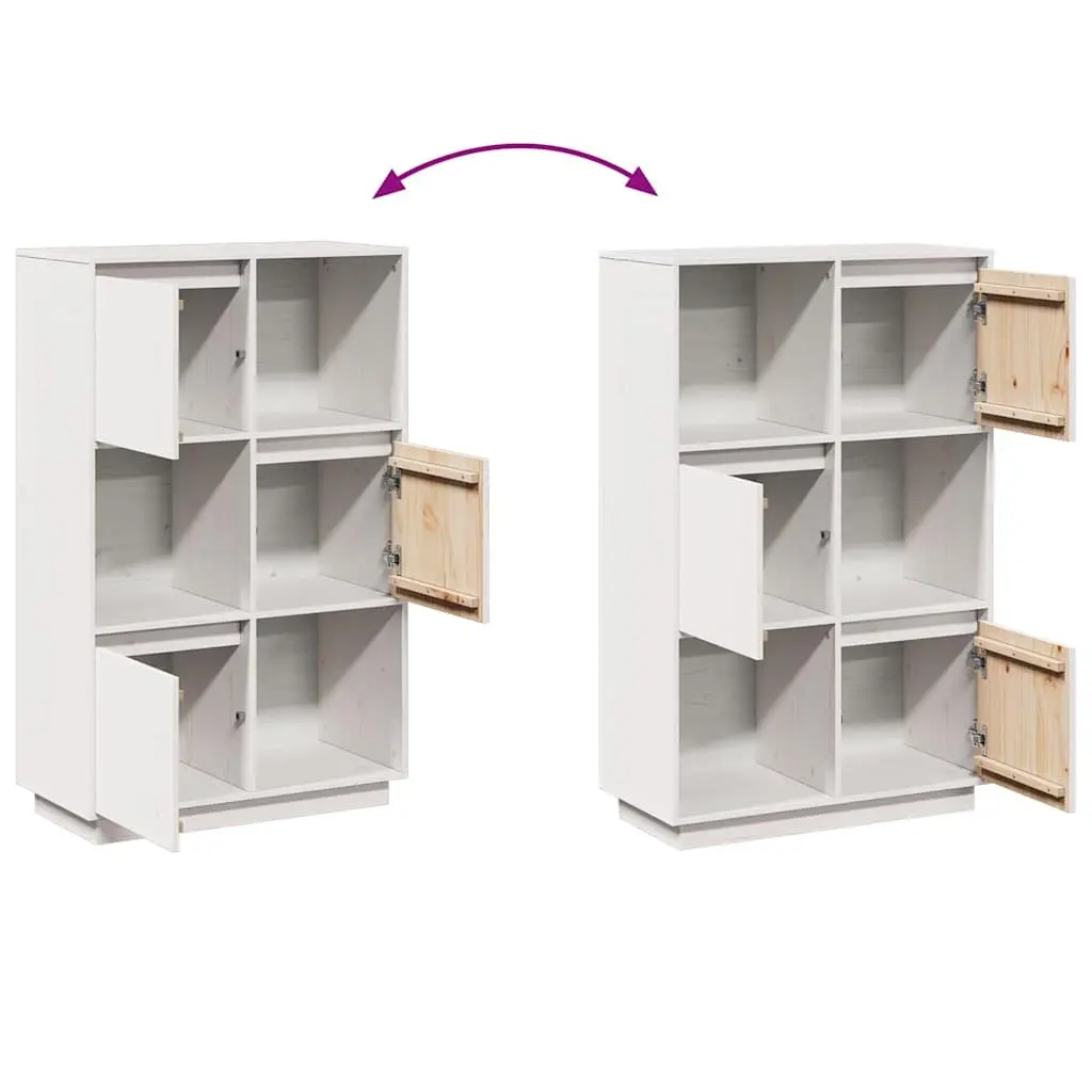Solid Pine Wood Highboard Storage Cabinet 74x35x117cm