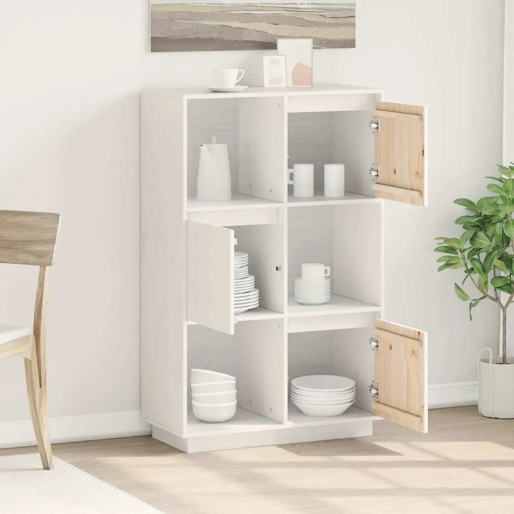 Solid Pine Wood Highboard Storage Cabinet 74x35x117cm