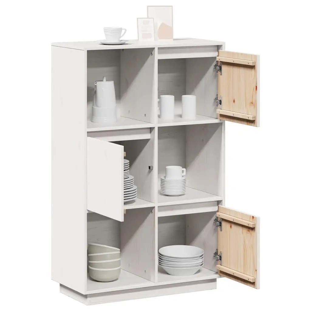 Solid Pine Wood Highboard Storage Cabinet 74x35x117cm