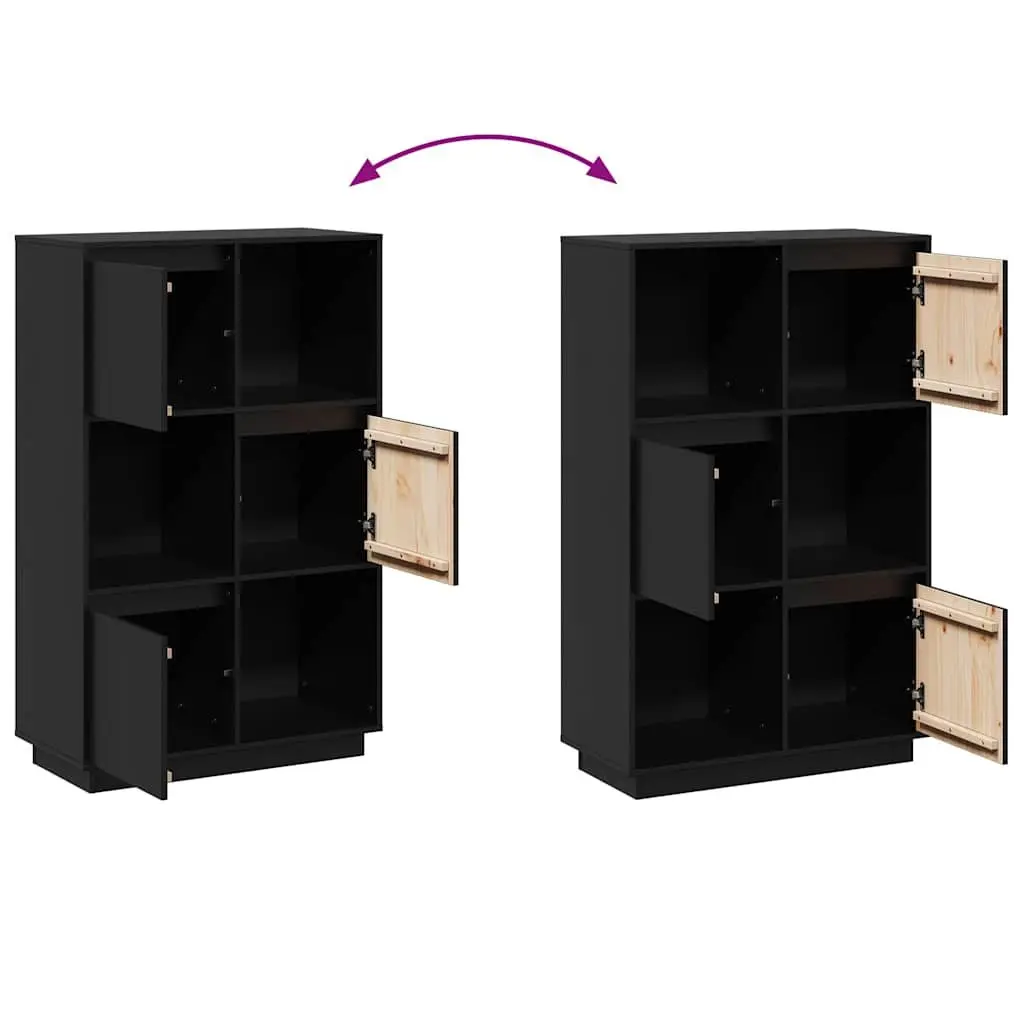 Solid Pine Wood Highboard in Black