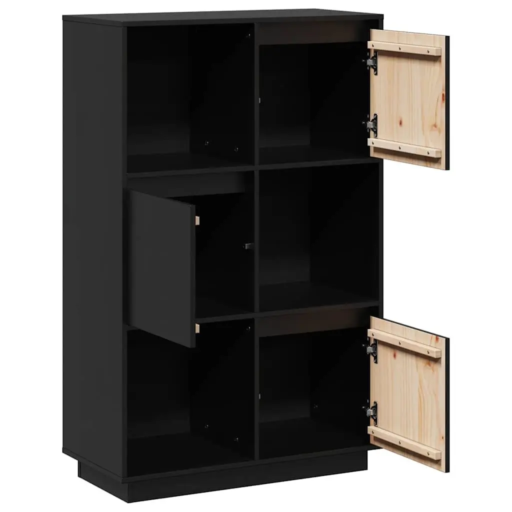 Solid Pine Wood Highboard in Black