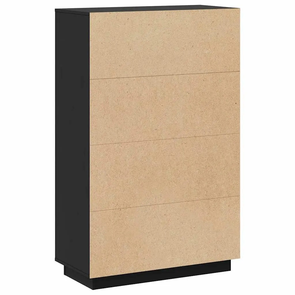 Solid Pine Wood Highboard in Black