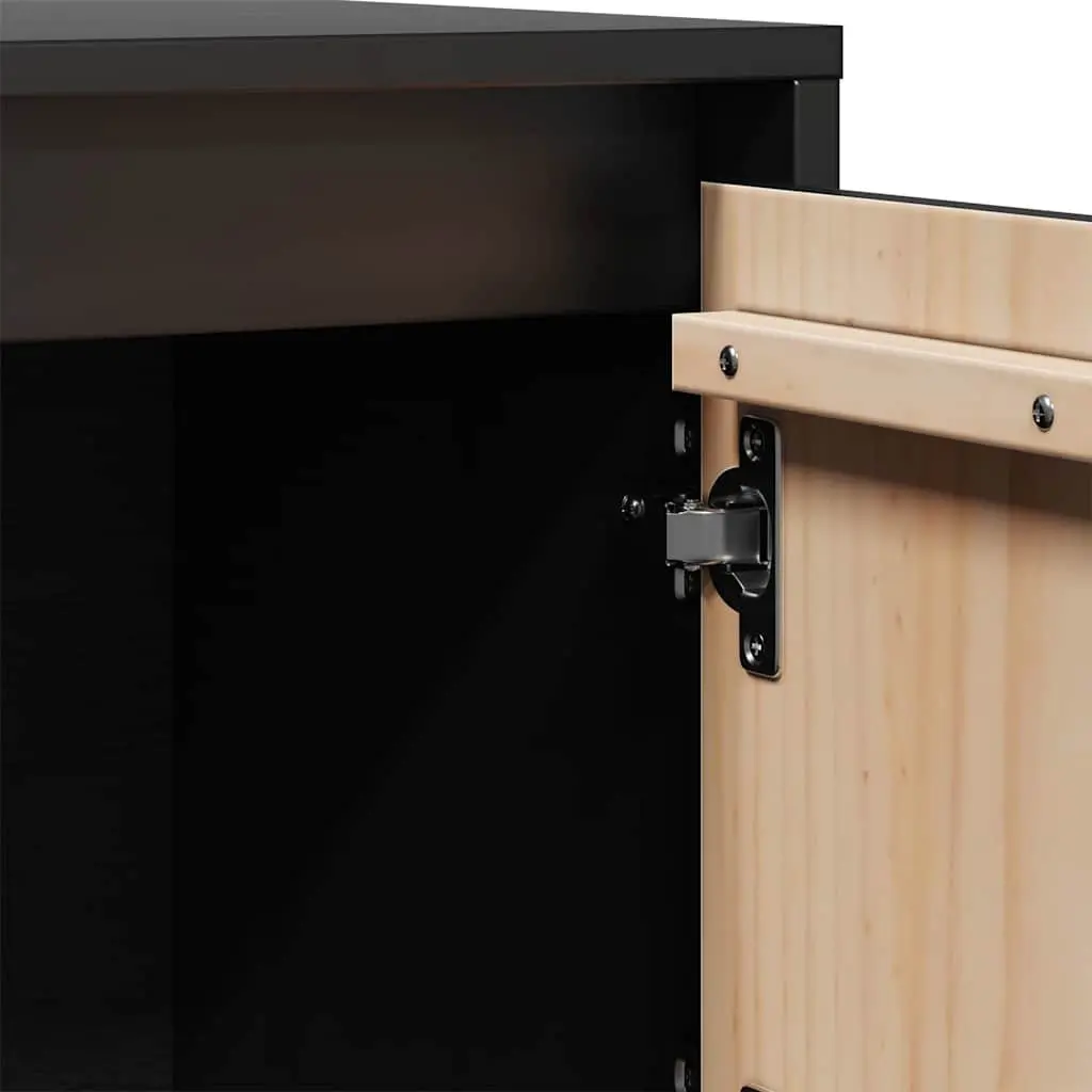 Solid Pine Wood Highboard in Black