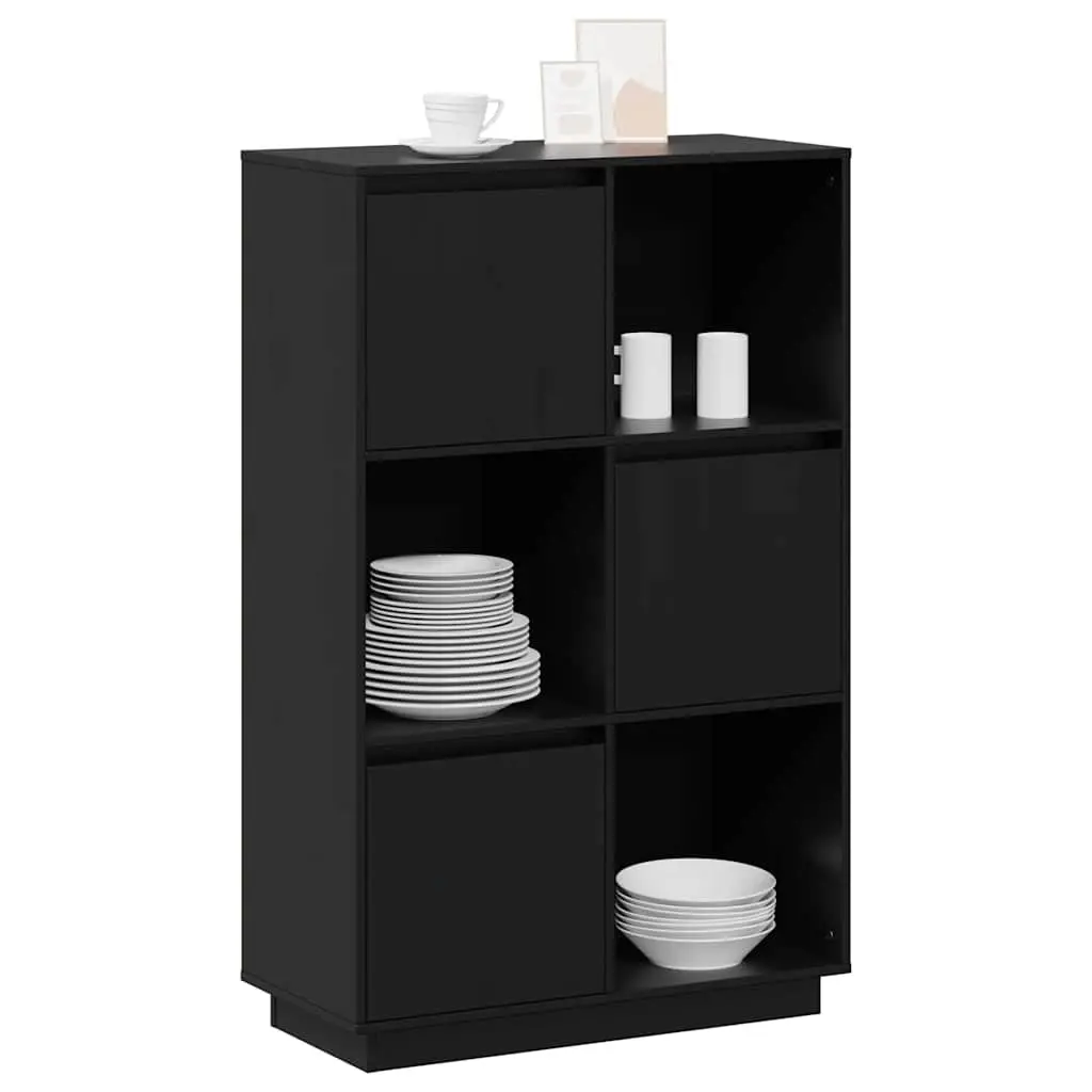 Solid Pine Wood Highboard in Black