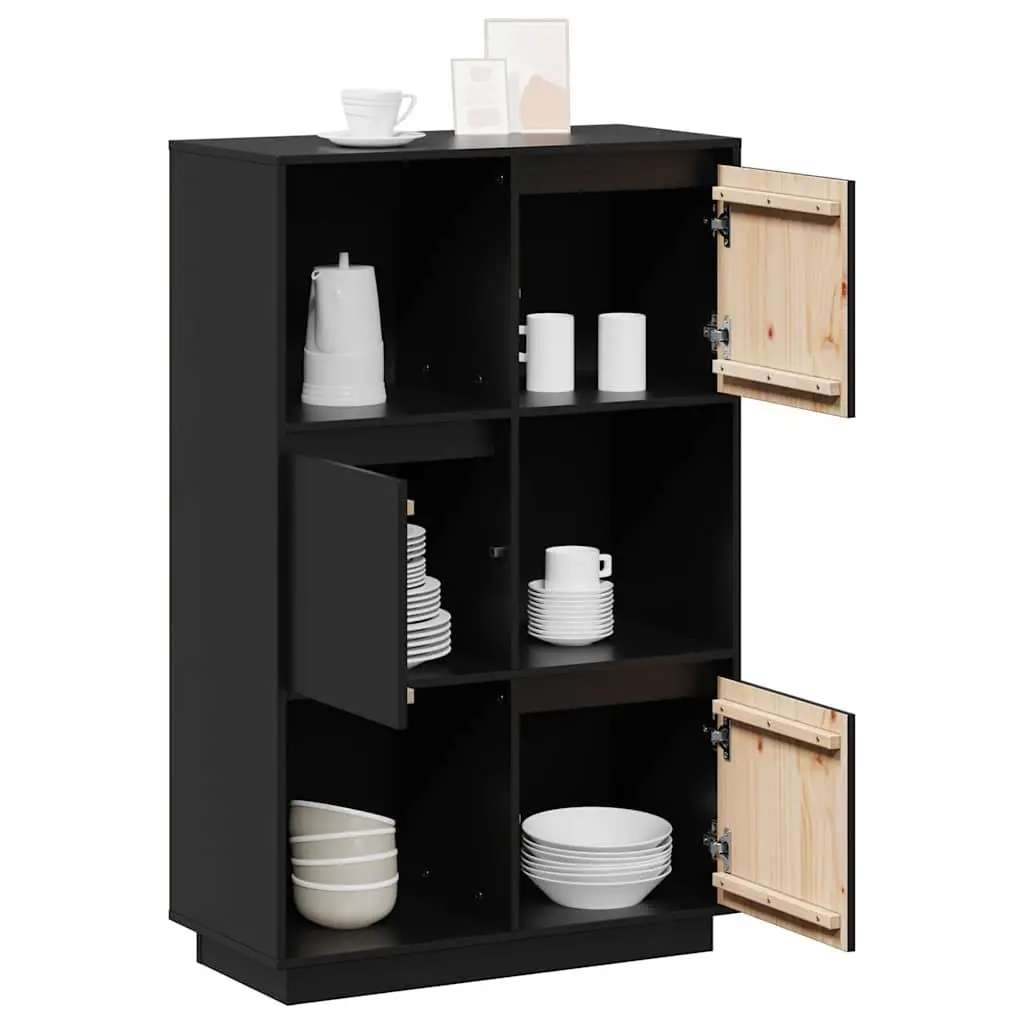 Solid Pine Wood Highboard in Black
