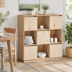 5-Door Wooden Highboard Cabinet 110.5x35x117cm