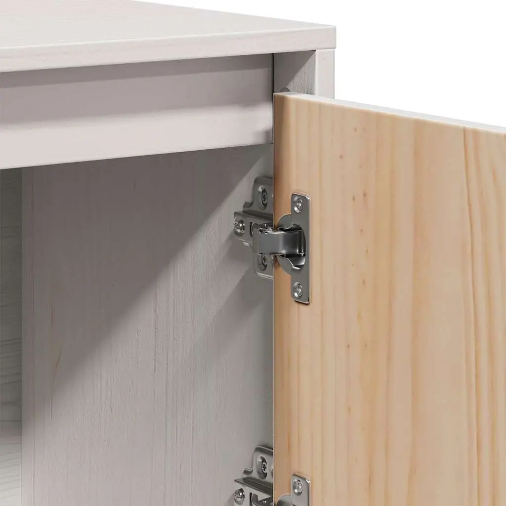 Solid Pine Wood White Highboard Cabinet with 5 Doors