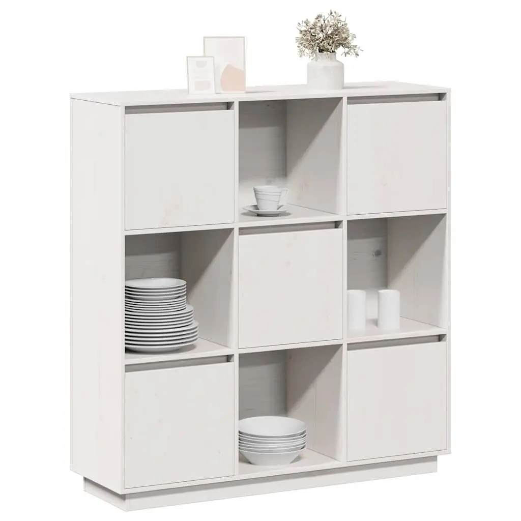 Solid Pine Wood White Highboard Cabinet with 5 Doors