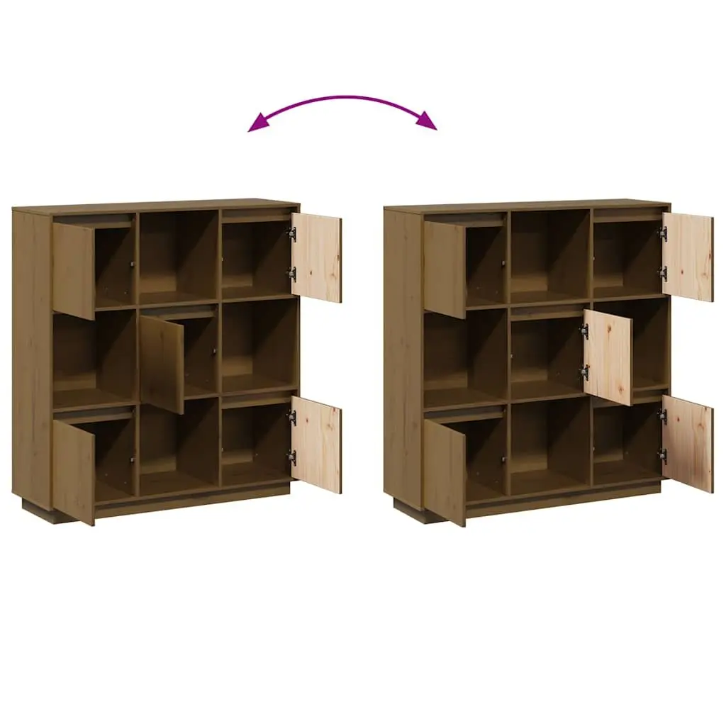 Solid Pine Wood Highboard Storage Cabinet with 5 Doors
