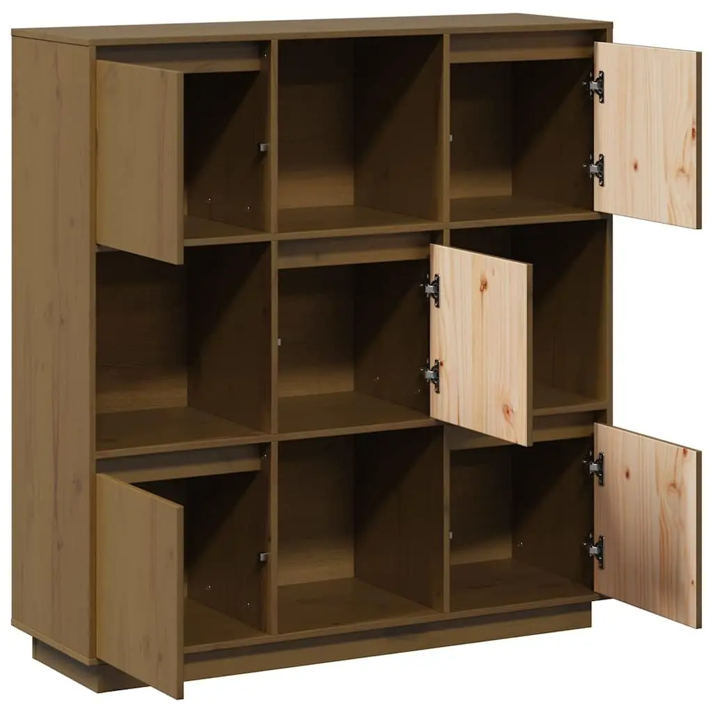 Solid Pine Wood Highboard Storage Cabinet with 5 Doors