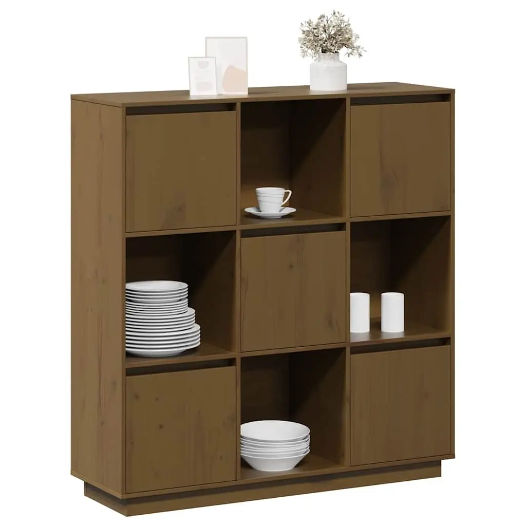 Solid Pine Wood Highboard Storage Cabinet with 5 Doors