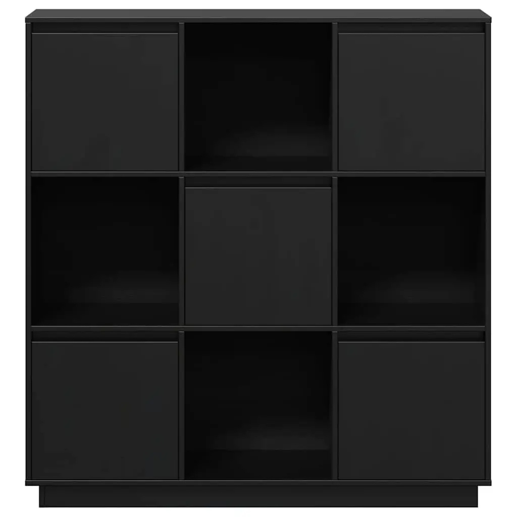 Solid Wood Highboard in Black, 110.5x35x117 cm