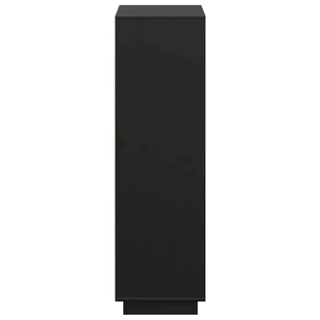 Solid Wood Highboard in Black, 110.5x35x117 cm