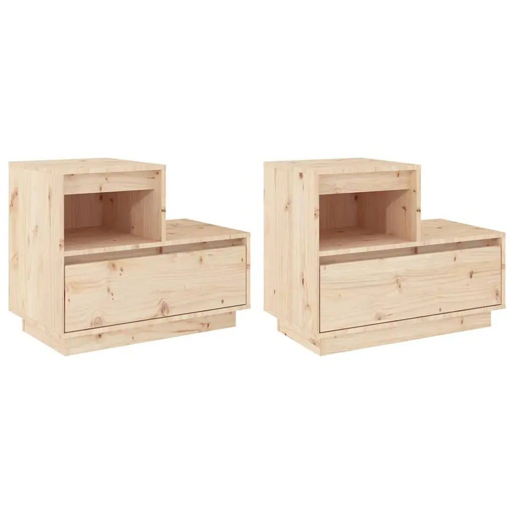 Solid Wood Pine Bedside Cabinet with Storage