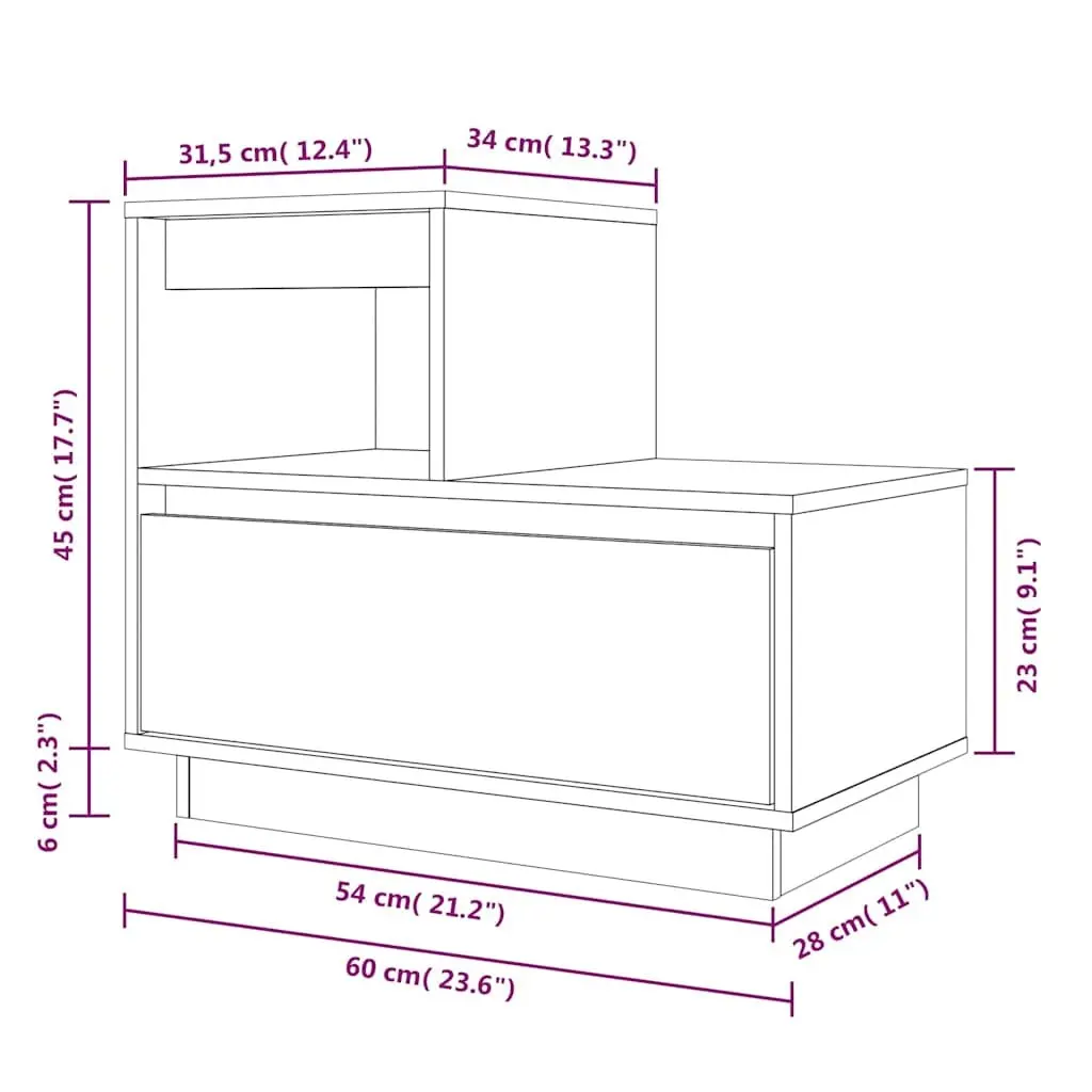Solid Wood Pine Bedside Cabinet with Storage