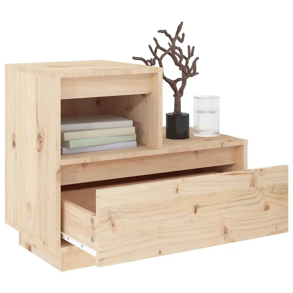Solid Wood Pine Bedside Cabinet with Storage