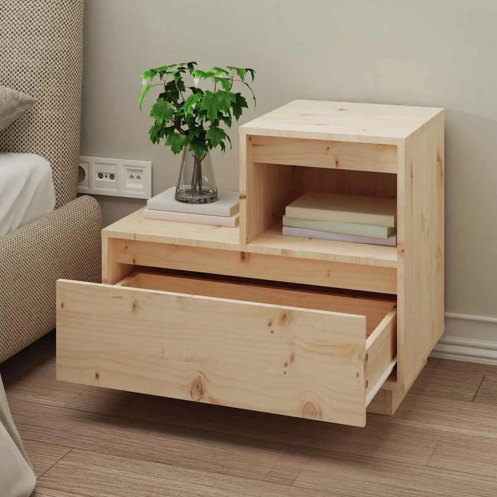Solid Wood Pine Bedside Cabinet with Storage