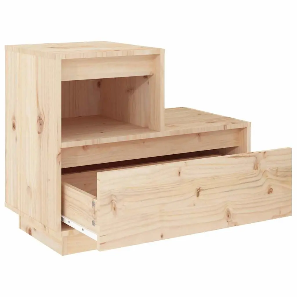 Solid Wood Pine Bedside Cabinet with Storage