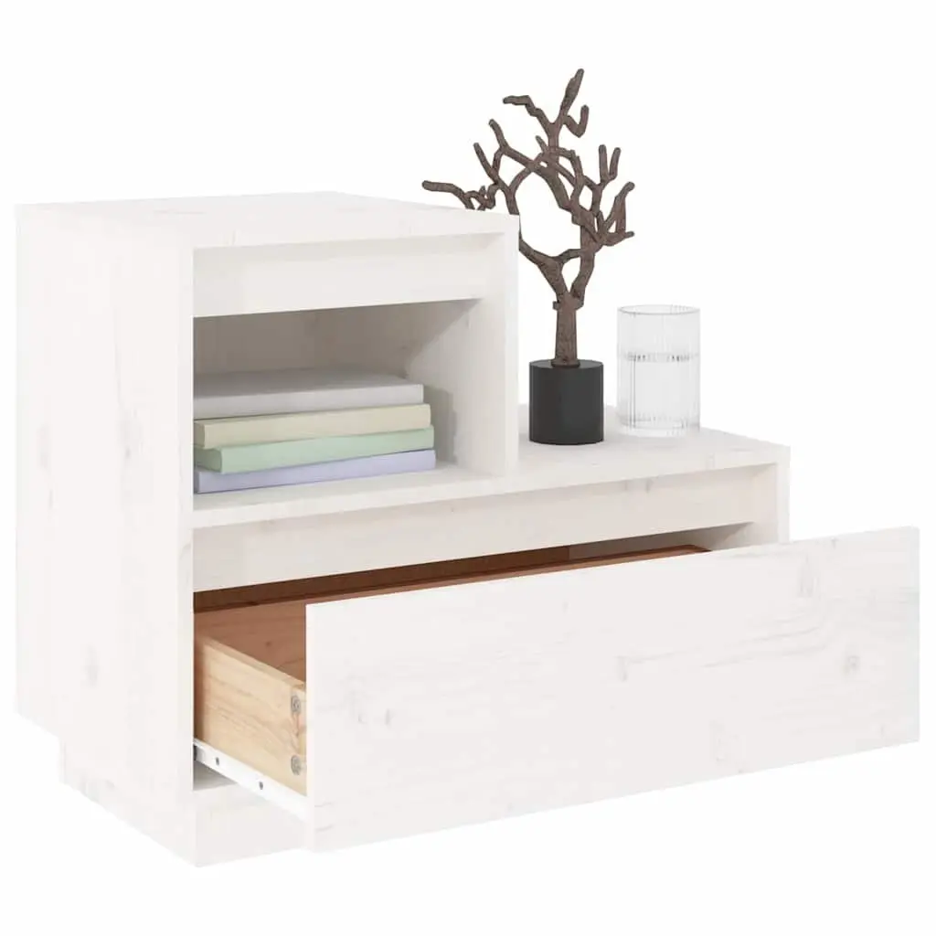 White Bedside Cabinets 2 pcs Solid Pine Wood
