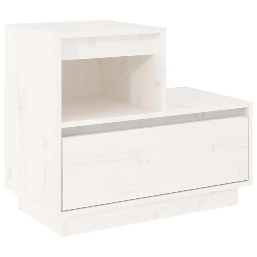 White Bedside Cabinets 2 pcs Solid Pine Wood