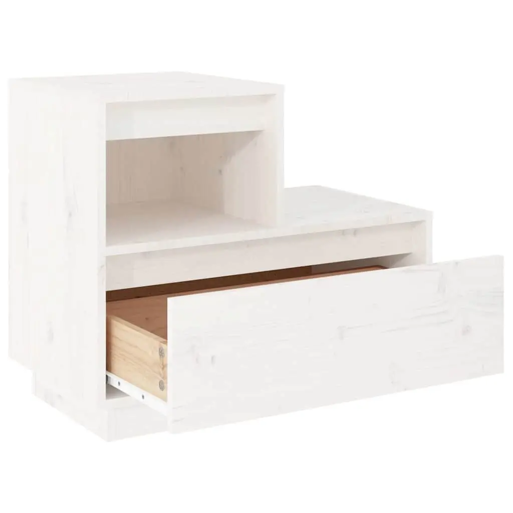 White Bedside Cabinets 2 pcs Solid Pine Wood