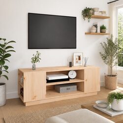 Solid Pine Wood TV Cabinet 110x35x40.5 cm in Brown
