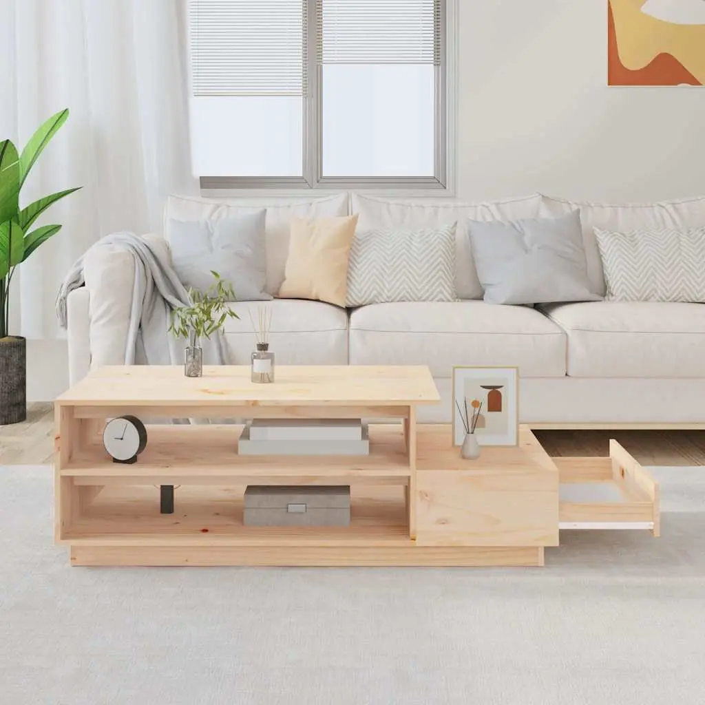 Solid Pine Coffee Table with Storage Compartments