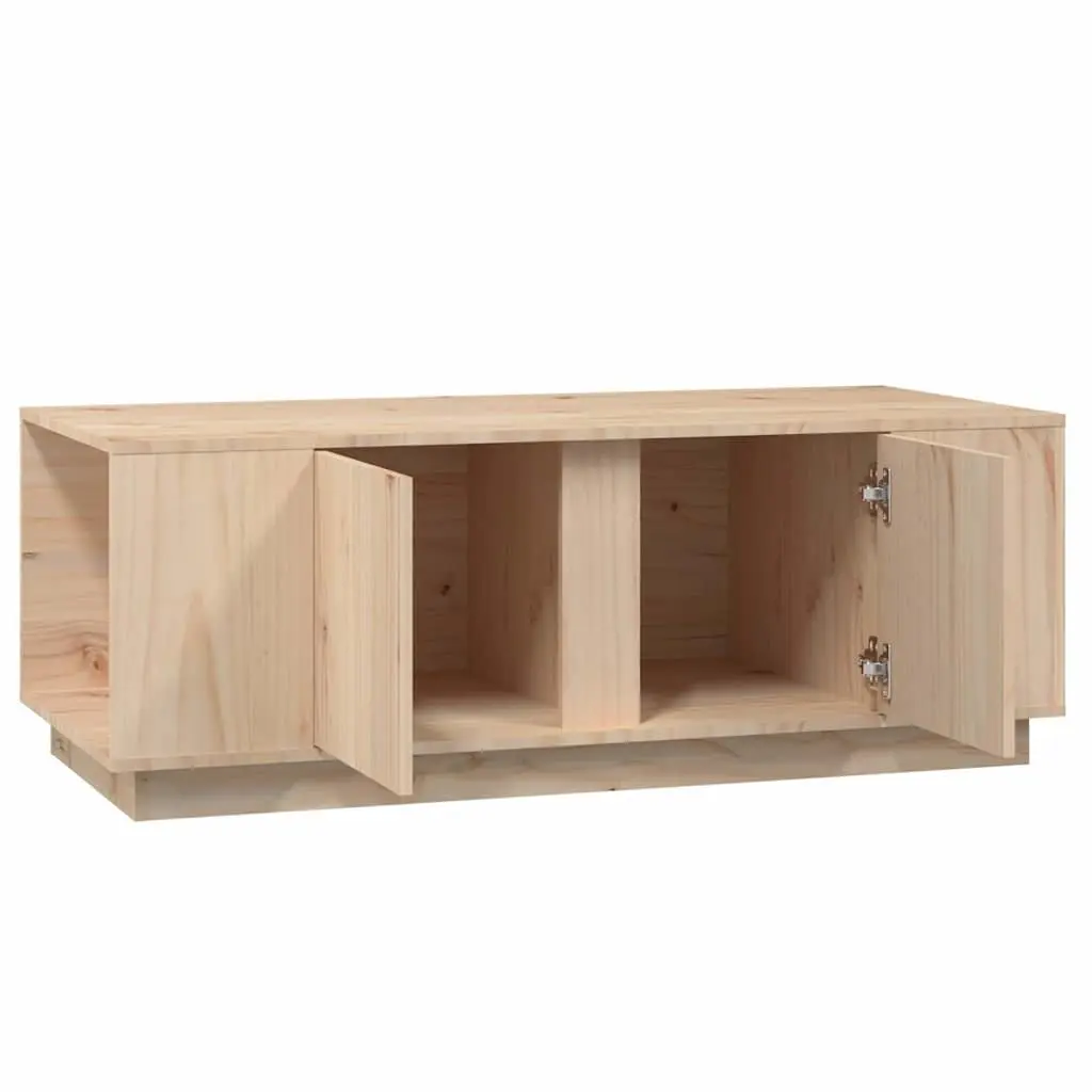 Solid Pine Wood Coffee Table with Storage Compartment
