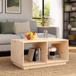Coffee Table 80x50x40 cm Solid Pine Wood Brown Storage Compartments Living Room