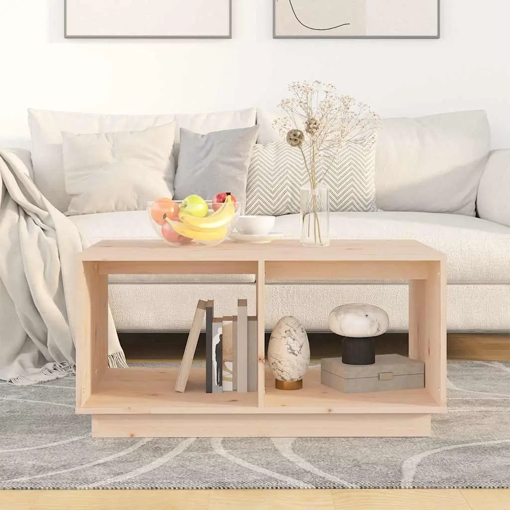 Solid Pine Wood Coffee Table with Storage Compartments