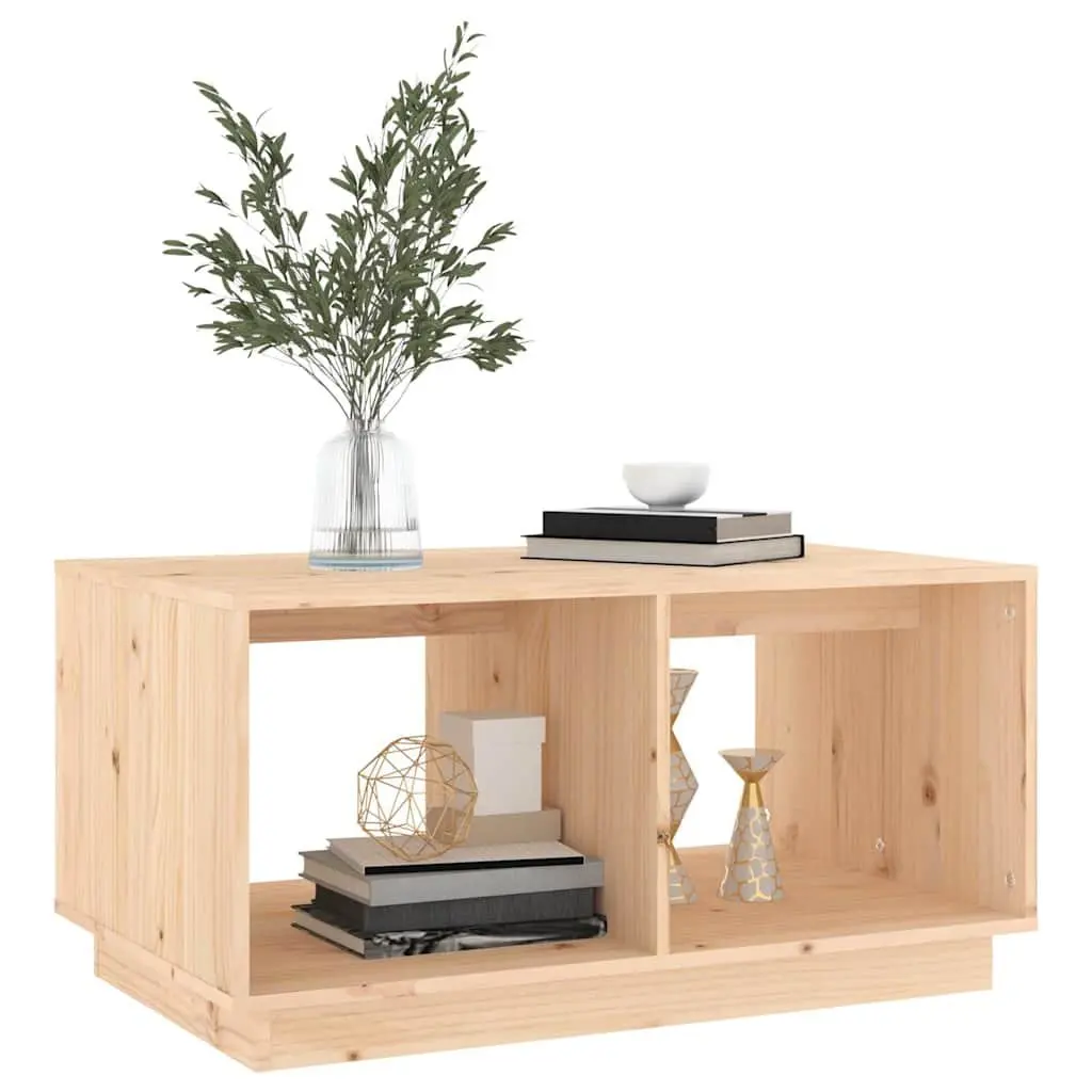 Solid Pine Wood Coffee Table with Storage Compartments