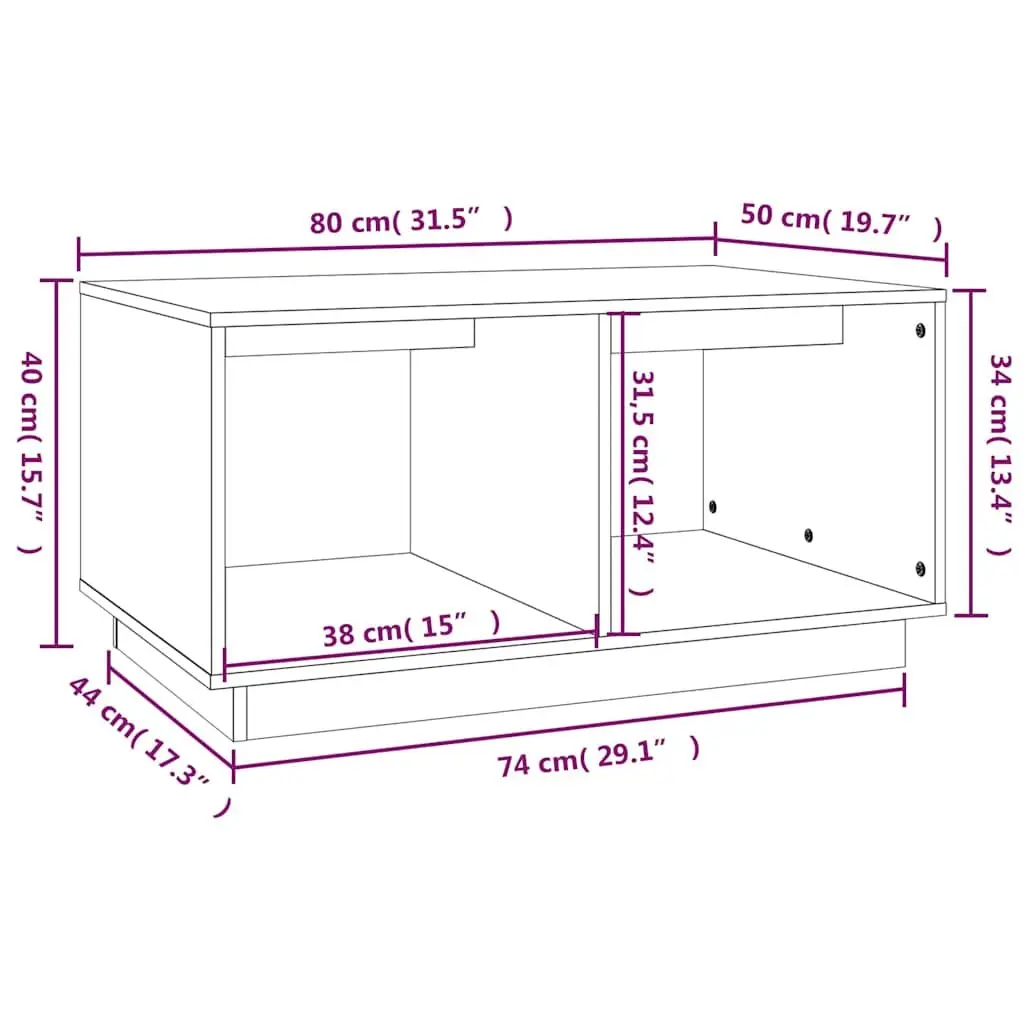 Solid Pine Wood Coffee Table with Storage Compartments