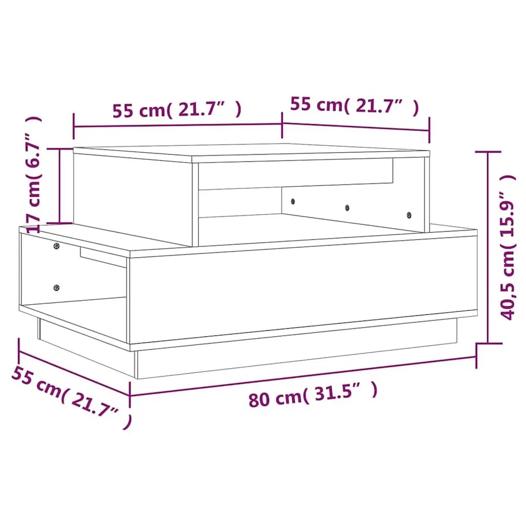 Brown Solid Pine Coffee Table for Living Rooms